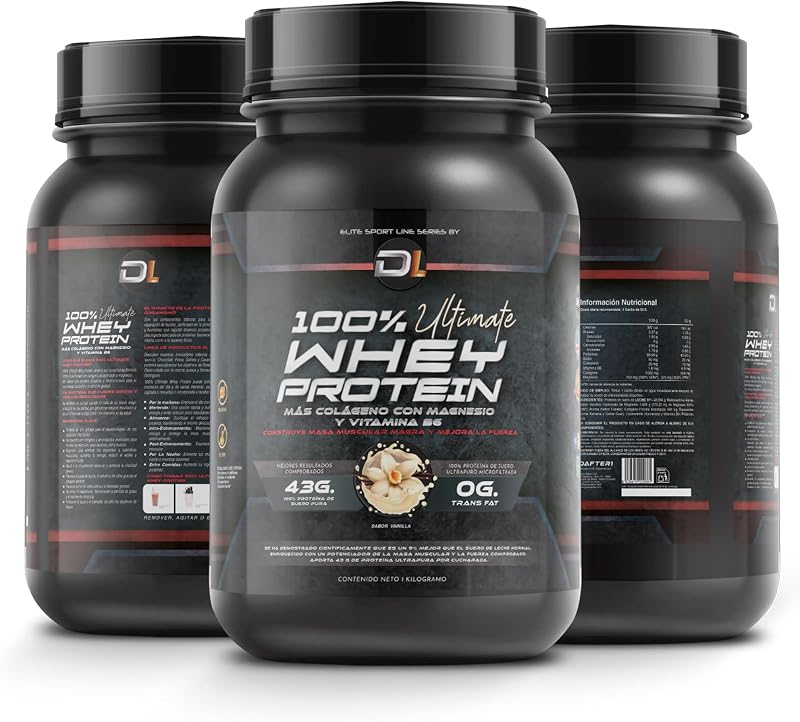 Proteína de Soro | Proteína em Pó com Colagénio, Magnésio e Aminoácidos | Aumenta a massa muscular | Apoia o desenvolvimento e recuperação muscular | Proteína fácil de digerir | Sabor a Baunilha 1kg