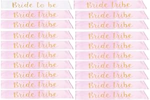 ANGREEL 20Pcs Bride to Be Sashes Set with 1pcs White Bride to Be Sash + 19pcs Pink Team Bride Sashes for Bridal Shower Weddin