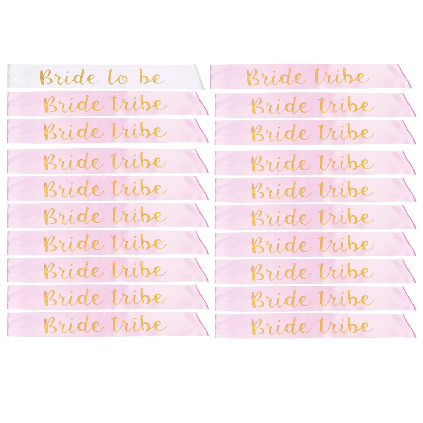 STAY GENT 20Pcs Bride to Be Sashes Set with 1pcs White Bride to Be Sash + 19pcs Pink Bride Tribe Sashes Hen do Sash for Bridesmaid Bridal Shower Wedding Favors Bachelorette Party Supplies Decor