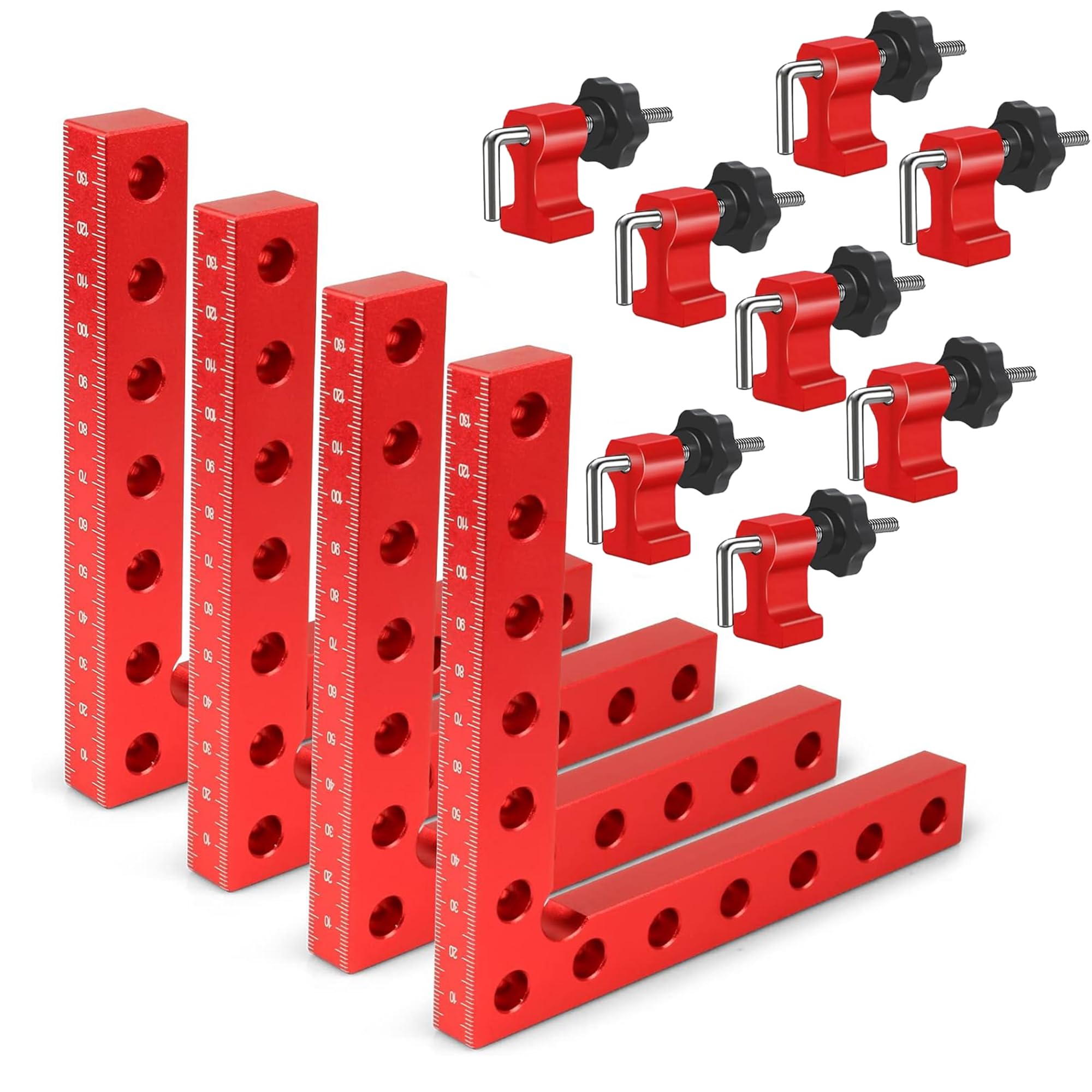 aleawol 90 Degree Positioning Squares Right Angle Clamps, 4pcs Aluminum Alloy Carpenter Corner Clamps for Woodwork 14 x 14cm Wood Corner Clamps for Picture Frames Cabinet Drawer