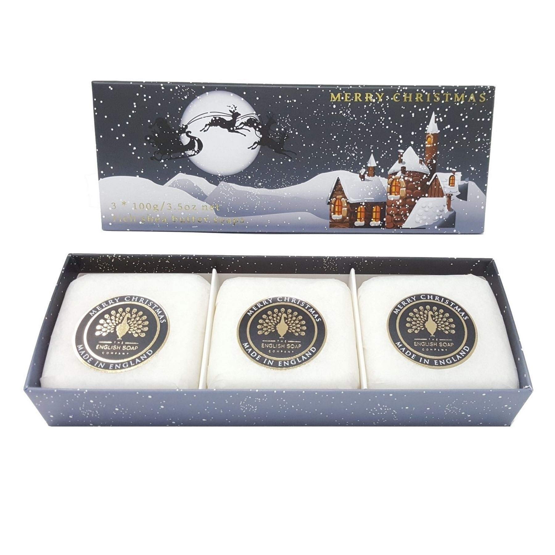 The English Soap Company, Gift Boxed Hand Soaps, Winter Village, 3 x 100g