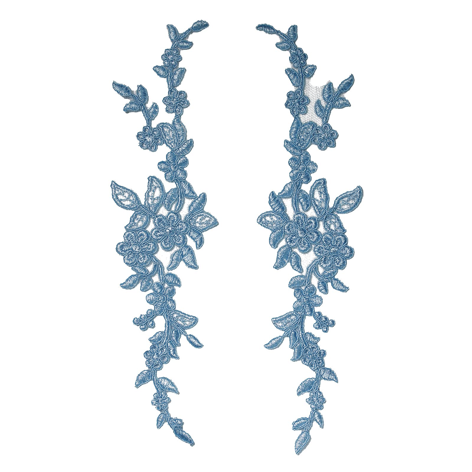 4 x Pieces Corded Lace Applique Wedding Motif Sew On #30 A (Light Blue)