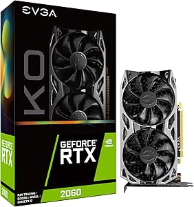 EVGA 06G-P4-2066-KR GeForce RTX 2060 KO Gaming, 6GB GDDR6, Dual Fans, Metal Backplate