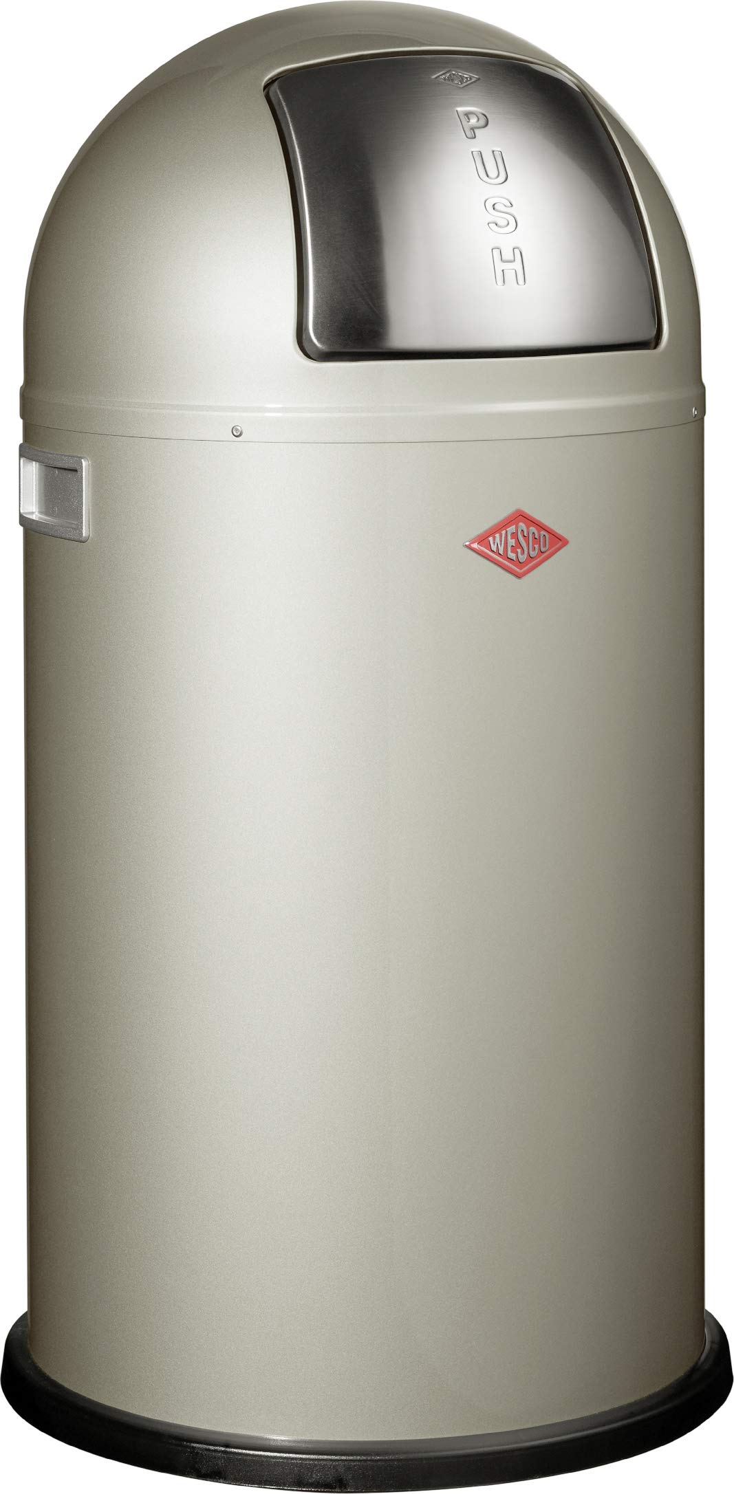Wesco Pushboy Powder Coated Steel Waste Bin (50L) - New Silver