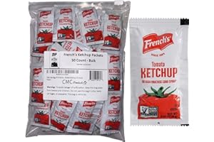 50 Count - French's Ketchup Packets - Ketchup Condiment Packs, Bundled in LK Plastic Slide Seal Food Storage Bag Packaged by CMC Products