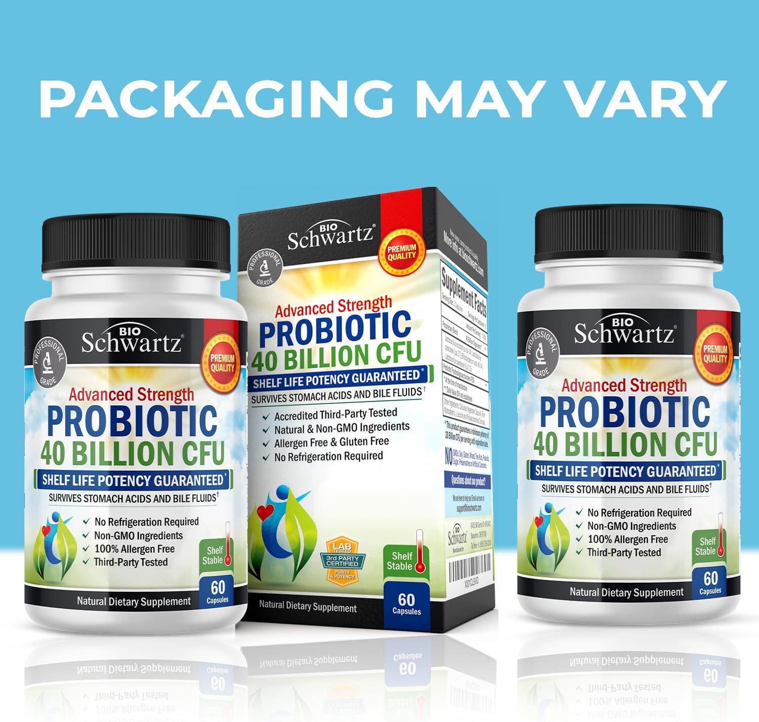 40 Billion CFU Daily Probiotic Supplement (1 Month Supply) Plus Turmeric Curcumin with Black Pepper Extract 1500mg Complex (1 Month Supply)