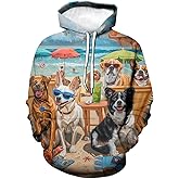RASBCTK Unisex Adults 3D Dog Cat Printed Hoodies for Men Women Pullover Novelty Sweatshirts with Pockets