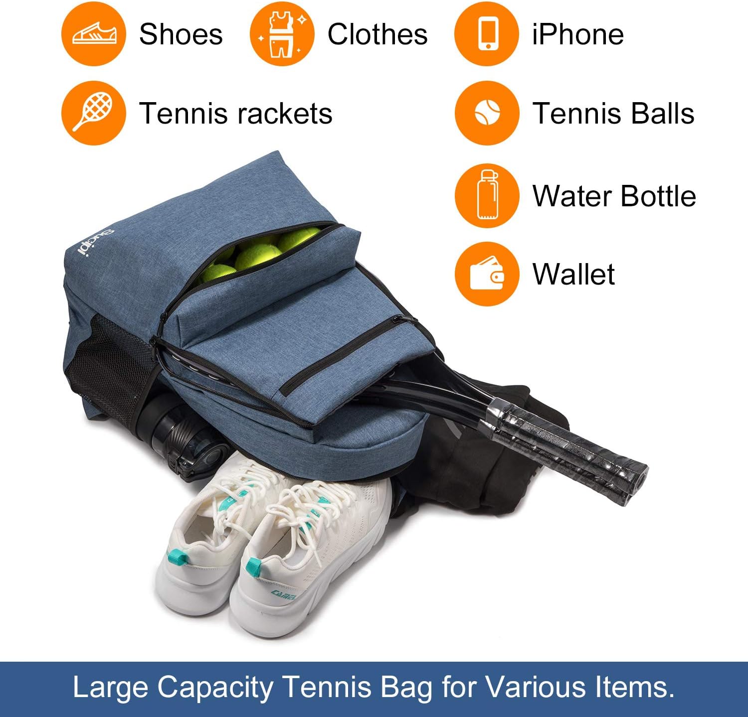 Sucipi Tennis Bag Professional Tennis Backpack for Men and Women Racket Bags Holds 2 Rackets with Ventilated Shoe Compartment : Sports & Outdoors