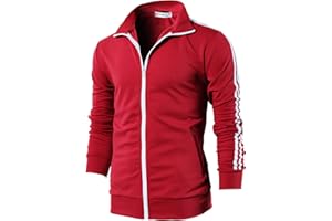 H2H Mens Active Slim Fit Track Lightweight Jacket Zip-up Long Sleeve