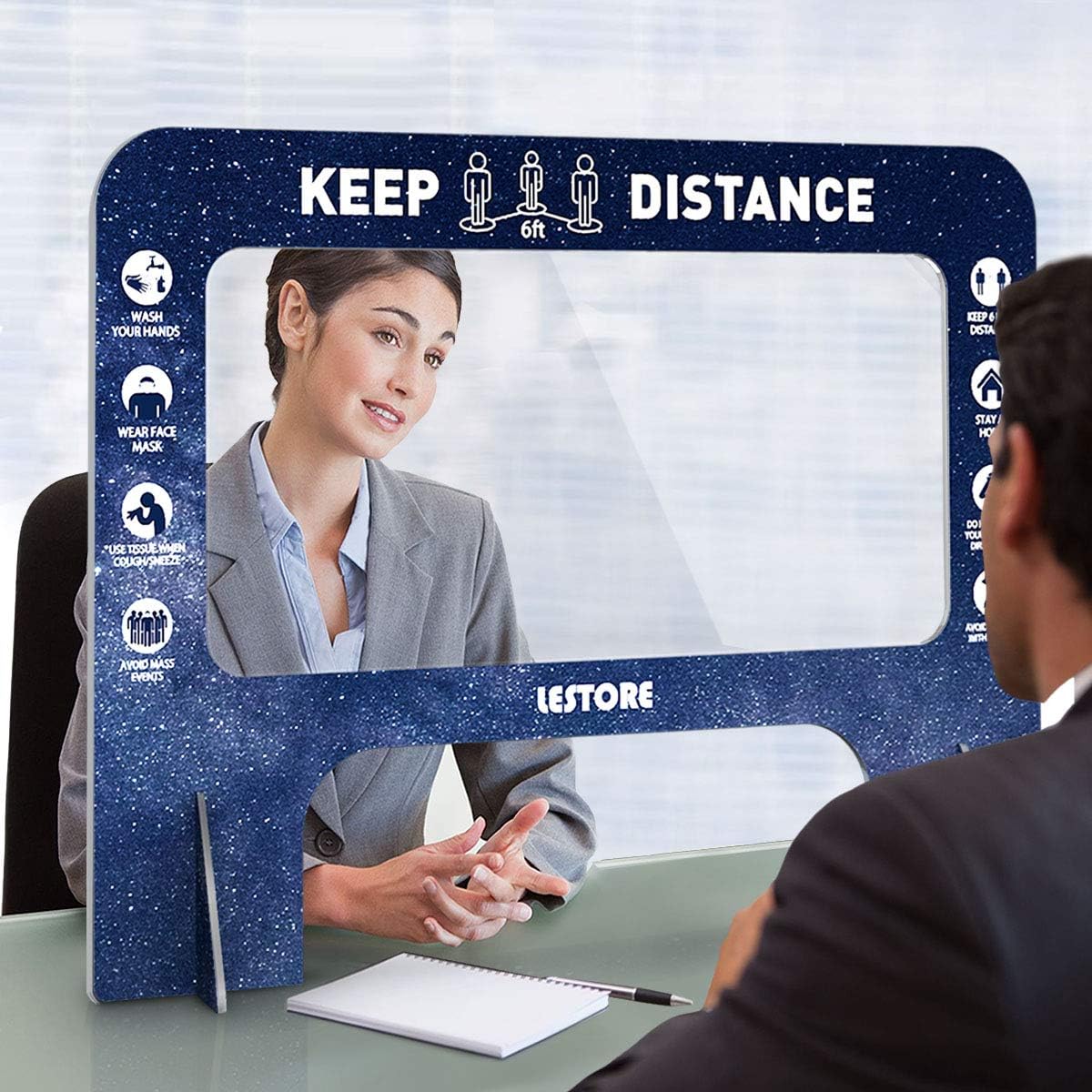 Sneeze Guard, LeStore Painted 32"x 24" Inch Acrylic Reception Protection Screen Guard Barrier Panel Shield with 6.3 Inch Tall Opening for Desk, Counter, Reception Table (Painted 4.0mm) : Office Products