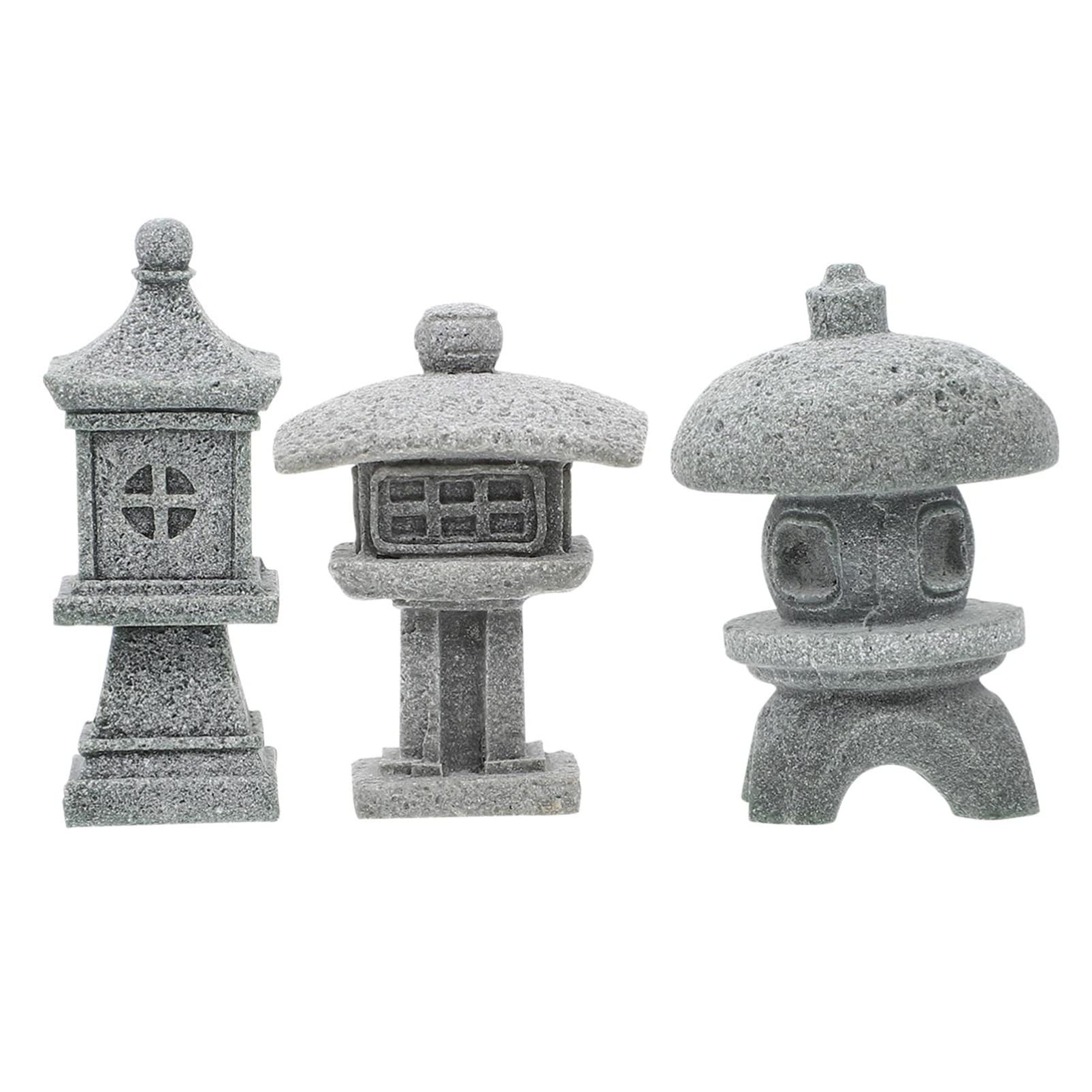 Cabilock Miniature Stone Pavilion Ornament 3 Inch Decorative Garden Statue for Home Entryway Tabletop Landscape Scene