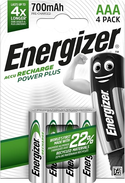 Energizer Recharge Power Plus AAA Batteries 4 Pack 700 mAh NiMH