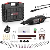 GOXAWEE Rotary Tool Kit with MultiPro Keyless Chuck and Flex Shaft -140pcs Accessories Variable Speed Electric Drill Set for