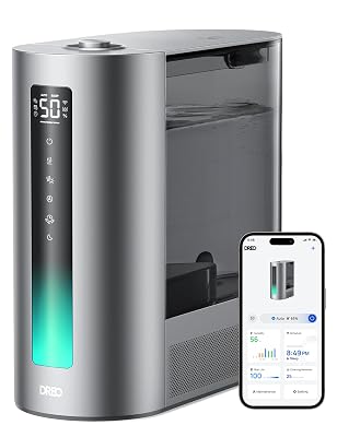 DREO 6L Humidifiers for Bedroom, Smart Warm & Cool Mist for Large Room, 60Hr Quiet Runtime for Baby, Plant, Humidity Sensor, Indicator Light, 12H Timer, Google/Alexa, HM713S