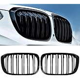 Rongxu X3 G01 Gloss Black Grille For 2018-2021 BMW X3 G01 2019-2021 X4 G02 Grill, Fit for 30i xDrive/M40i xDriver Double Slat Front Kidney Bumper Hood ABS Grille Insert Replacement, 2PCS