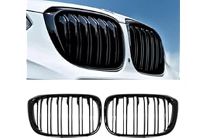 RONGXU AUTO Rongxu X3 G01 Gloss Black Grille For 2018-2021 BMW X3 G01 2019-2021 X4 G02 Grill, Fit for 30i xDrive/M40i xDriver Double Slat Front Kidney Bumper Hood ABS Grille Insert Replacement, 2PCS