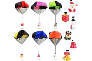 JGALNIM 6 PCS Christmas Parachute Toy,Tangle Free Outdoor Flying Parachute Santa,Gingle Bell,Hand Throw Flying Toys for Christmas Day,Filling Stocking Stuffer ,Kids,Present Gifts,Party Favors(6Colors 6Styles)