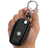 CISUI Genuine Leather Key Fob Cover,Key Shell Compatible for BMW 1-7 Series X3-X6 M5 M6 3GT 5GT - Smart Key (Black)