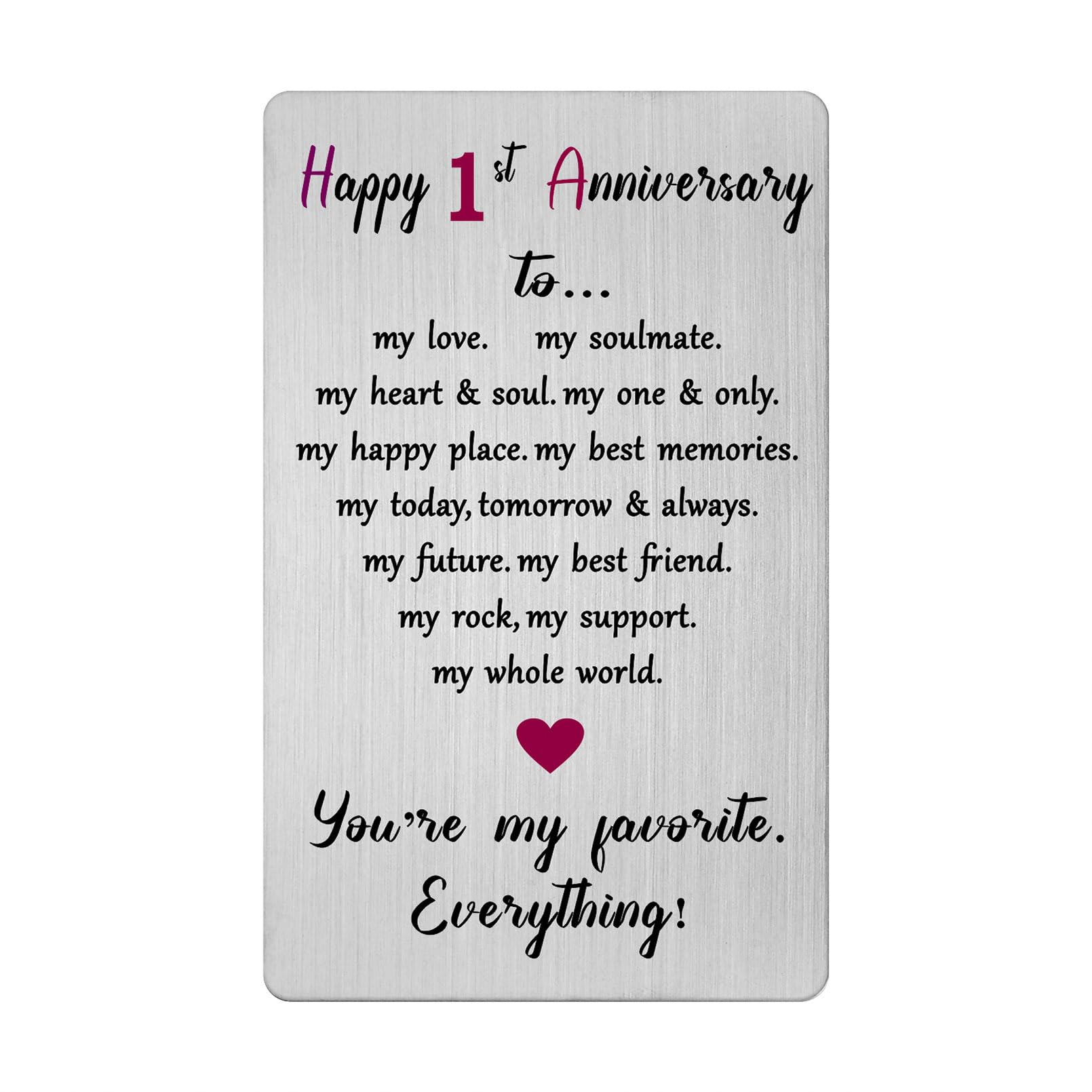 1 Year Anniversary Card for Men Women Him Her- Happy 1st One First Anniversary Keepsake Gifts for Spouse