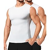 TAILONG 2 Pack Compression Shirt Men - Athletic Base Layer Sleeveless Workout Tank Top Slimming Undershirt