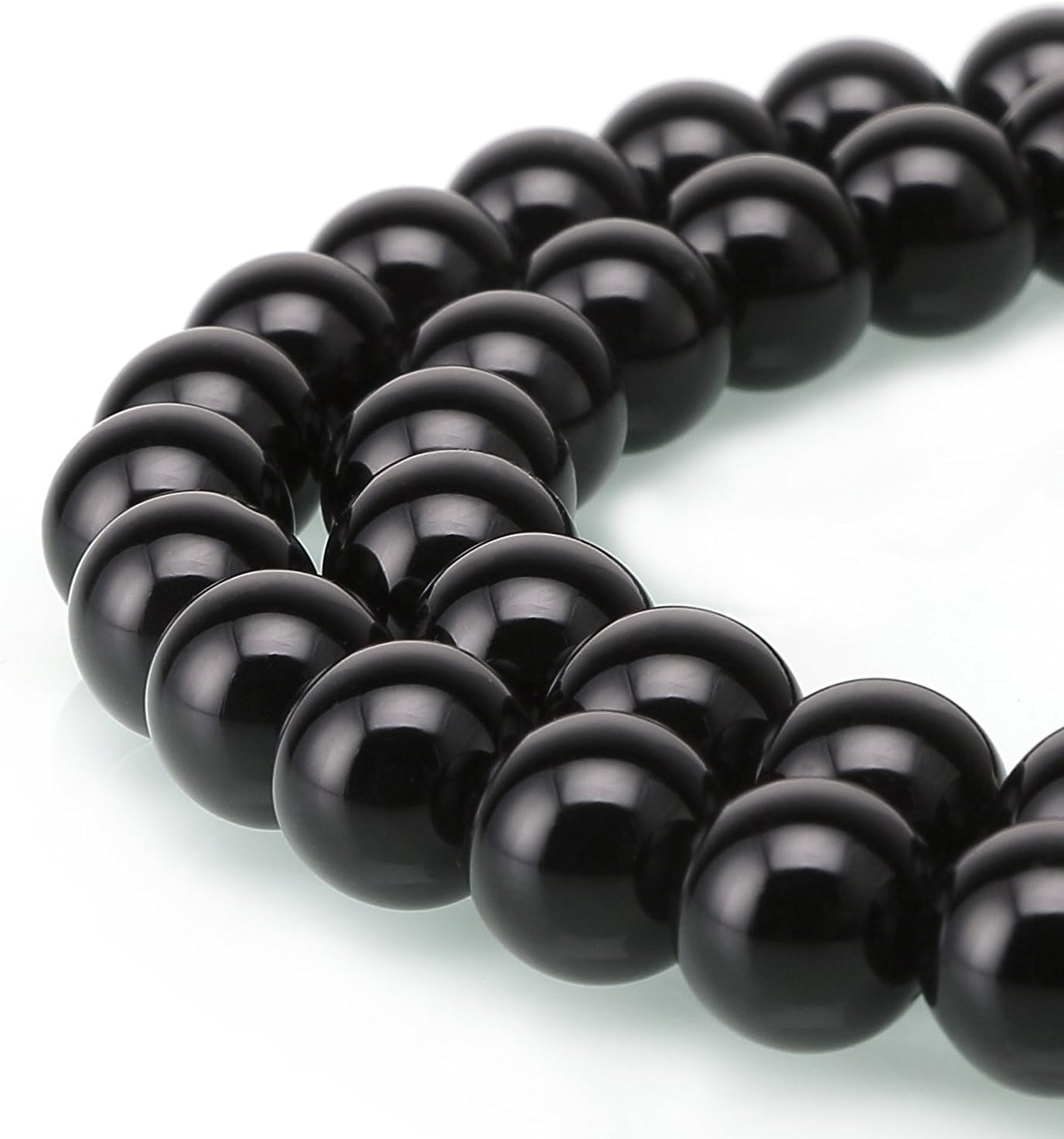4mm Natural Black Onyx Beads Round Semi Precious Gemstone Loose Beads for Jewelry Making (90-100pcs/strand)