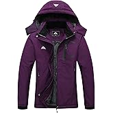 MOERDENG Women's Ski Jacket Waterproof Winter Coat Hooded Snowboarding Jacket Warm Winter Jacket