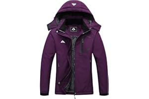 MOERDENG Women's Ski Jacket Waterproof Winter Coat Hooded Snowboarding Jacket Warm Winter Jacket