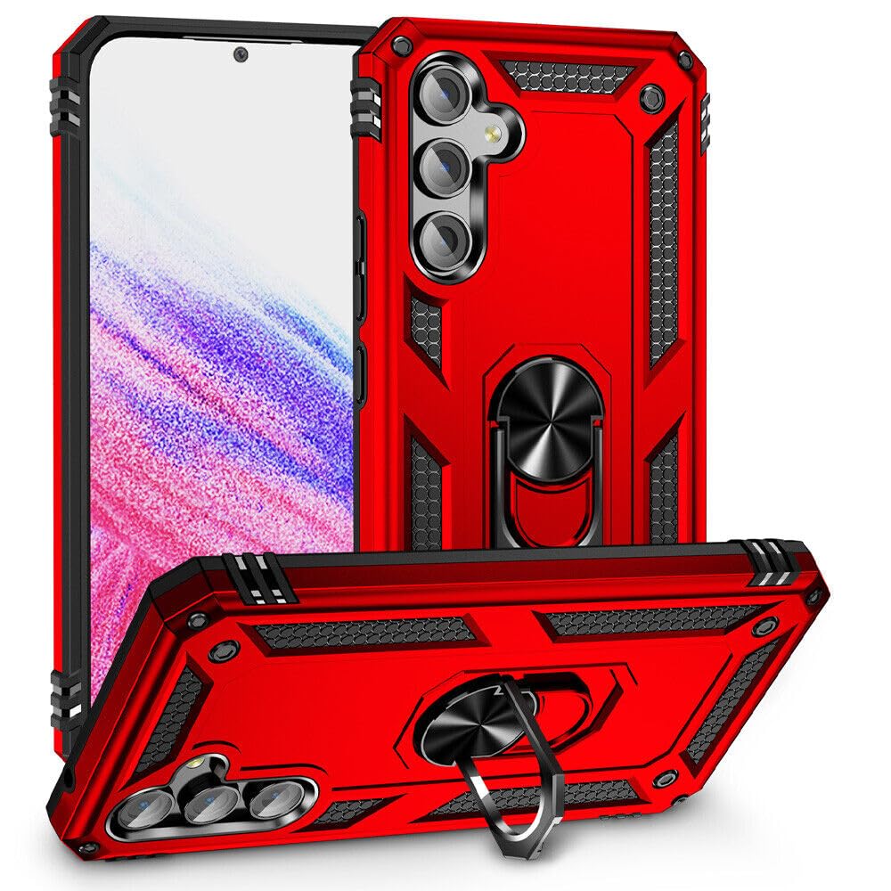 Photo 1 of Eaglecell - for Samsung Galaxy A16 5G (SM-A166) - Shockproof Defender Phone Case w/Ring Stand - RS3 Red
