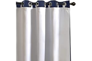 DriftAway Thermal Insulated 100 Percent Darkening Blackout Curtain Liner 2 Panels Each Liner Size 50 Inch by 92 Inch Rings Included Off White Panel