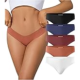 Seamless Underwear for Women, No Show Underwear for Women, Ice Silk Soft Stretch Bikini Panties, 5 Pack