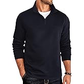 COOFANDY Mens Quarter Zip Sweatshirt Casual 1/4 Zip Pullover Business Casual Polo Sweatshirt Winter Tops Navy Blue