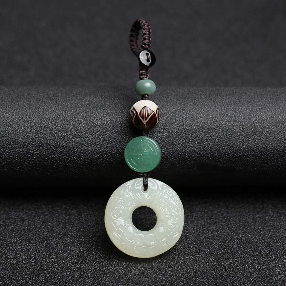 Gasfja Opening Manual Original Design Jade car Key Chain Safety Buckle car Key Pendant Men and Women