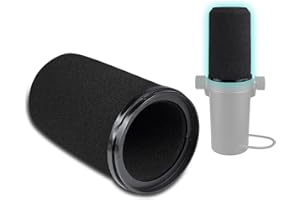 SOULWIT Microphones Pop Filter for Shure SM7B/SM7dB, Protective Mic Cover for RK345/RK345B, Replacement Windscreen Foam - Bla
