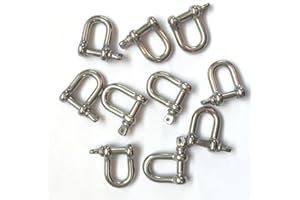 GENERIC JY-Marine Stainless Steel Mini D Shackle, 4mm, Silver Color,for Paracord Jewelry, Marine Tackle-10 Pieces