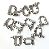 JY-Marine Stainless Steel Mini D Shackle, 4mm, Silver Color,for Paracord Jewelry, Marine Tackle-10 Pieces