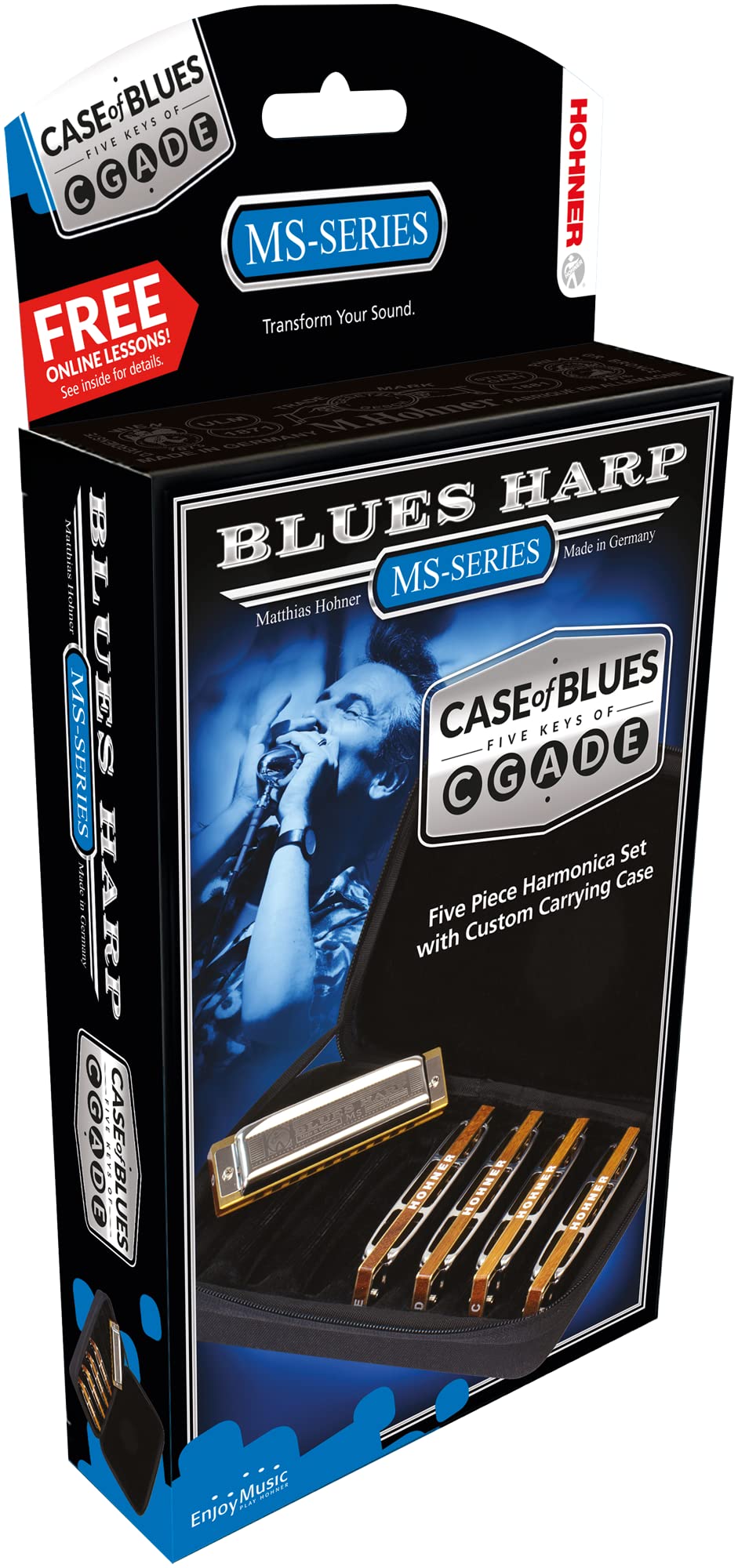 Hohner Blues Harp Harmonica 5 Pack C D E G A Major - M53305XP