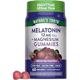 Nature's Truth Melatonin 12mg with Magnesium Gummies | 60 Count | Sour Grape Flavor | Vegan, Non-GMO &amp; Gluten Free Supplement