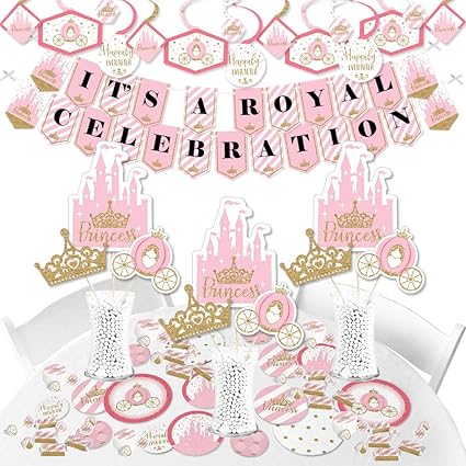 Amazon Com Big Dot Of Happiness Little Princess Crown Pink And