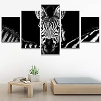 SIGNWIN 5 Panel Canvas Wall Art Modern Art Animals Dramatic Giraffe Lion Multicolor Photography Southwest for Home Decorations Ready to Hang - 60