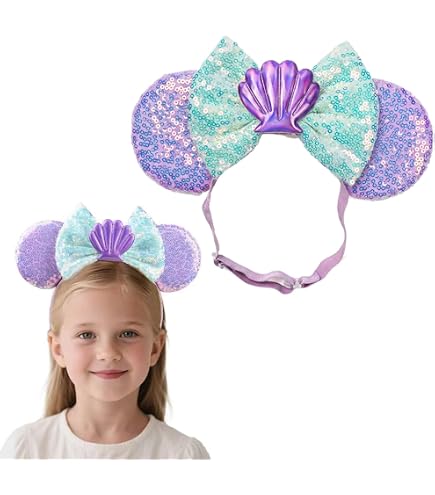 Purple Kids Ear Headband with Iridescent Bow Ears Disney- Parks Iridescent Purple Lavender Headband  main image 2
