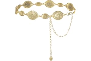 FIORETTO Metal Waist Chain Link Belt for Women Western Cowgirl Boho Turquoise Belts for Dress Jeans Country Concert Outfit