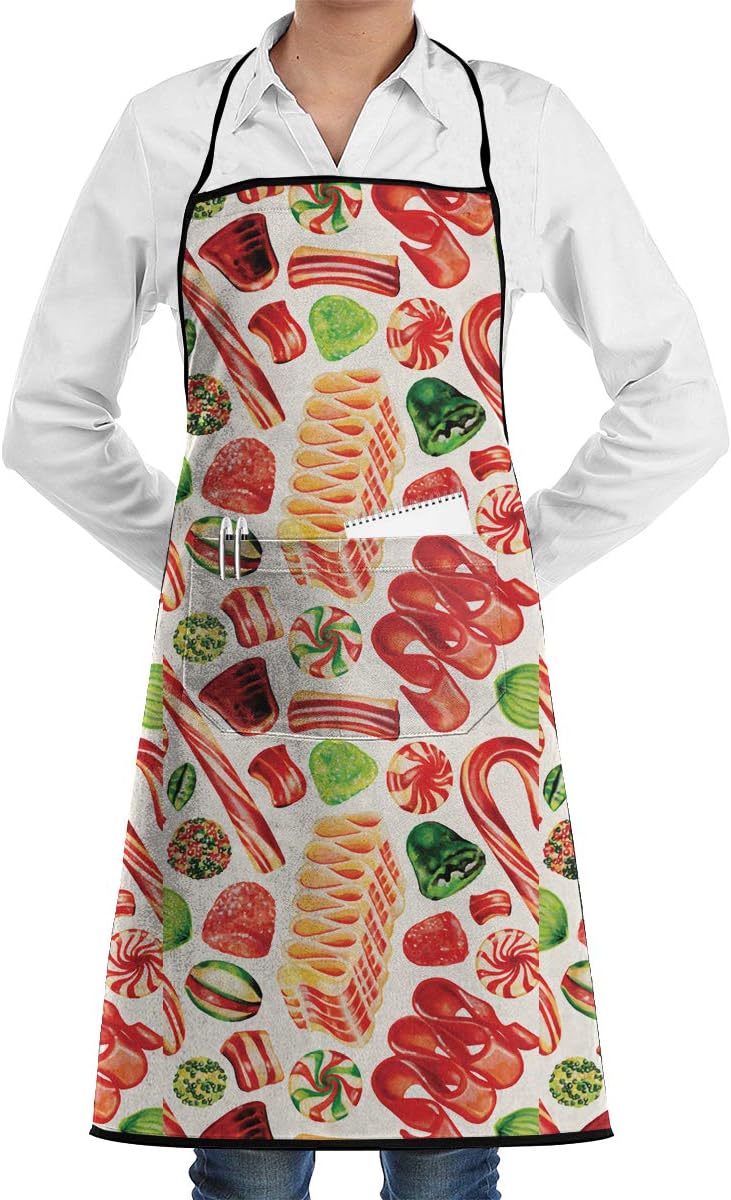 Perfect Life Hall Bacon and Lollipop Unique Design Kitchen Cooking Apron Home Unisex Apron Roomy Pockets for Men Women Dining Room Barbecue Apron Machine Washable