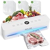 Vacuum Sealer Machine, 85KPa True-Auto Vacuum Sealer for Food, Dry/Wet Modes, External Sliding Blade, Removable Drip tray, Includes Free Bags (25 Pre-cut)