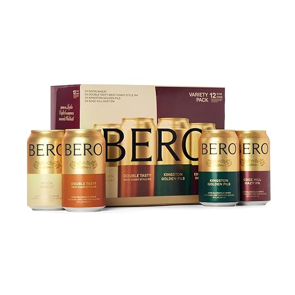 BERO VARIETY PACK NON-ALCOHOLIC BEER, NON-ALCOHOLIC CRAFT ALE, HOPPY IPA STYLE CRAFT BREW, NA BEER BY TOM HOLLAND, REFRESHING ALCOHOL ALTERNATIVE BEVERAGES FOR ANY OCCASION – PACK OF 12