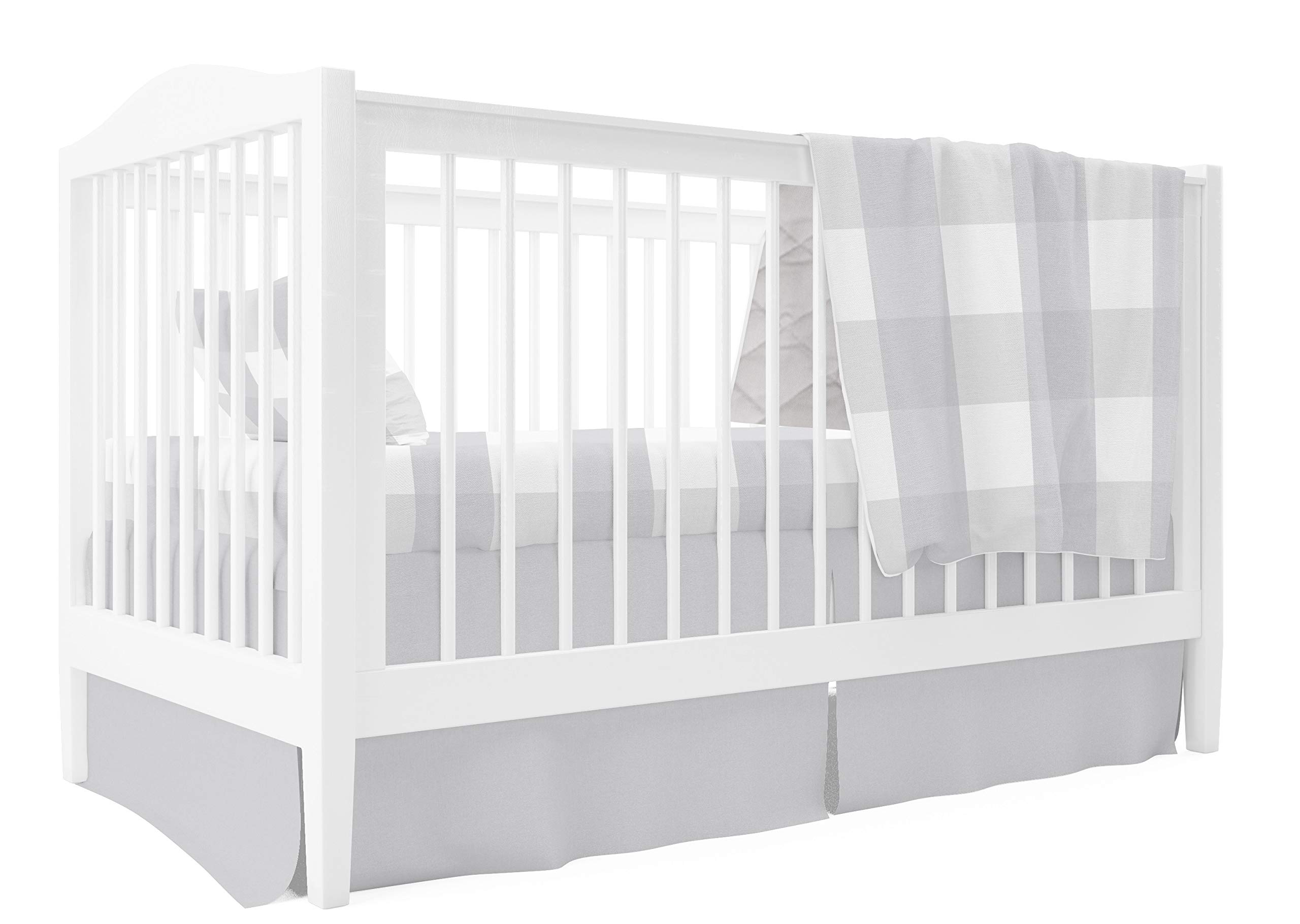 Ely's & Co. Baby Crib Set 4 piece, Crib Sheet,Quilted Blanket, Crib Skirt & Baby Pillow Case - Gingham Design (Grey)