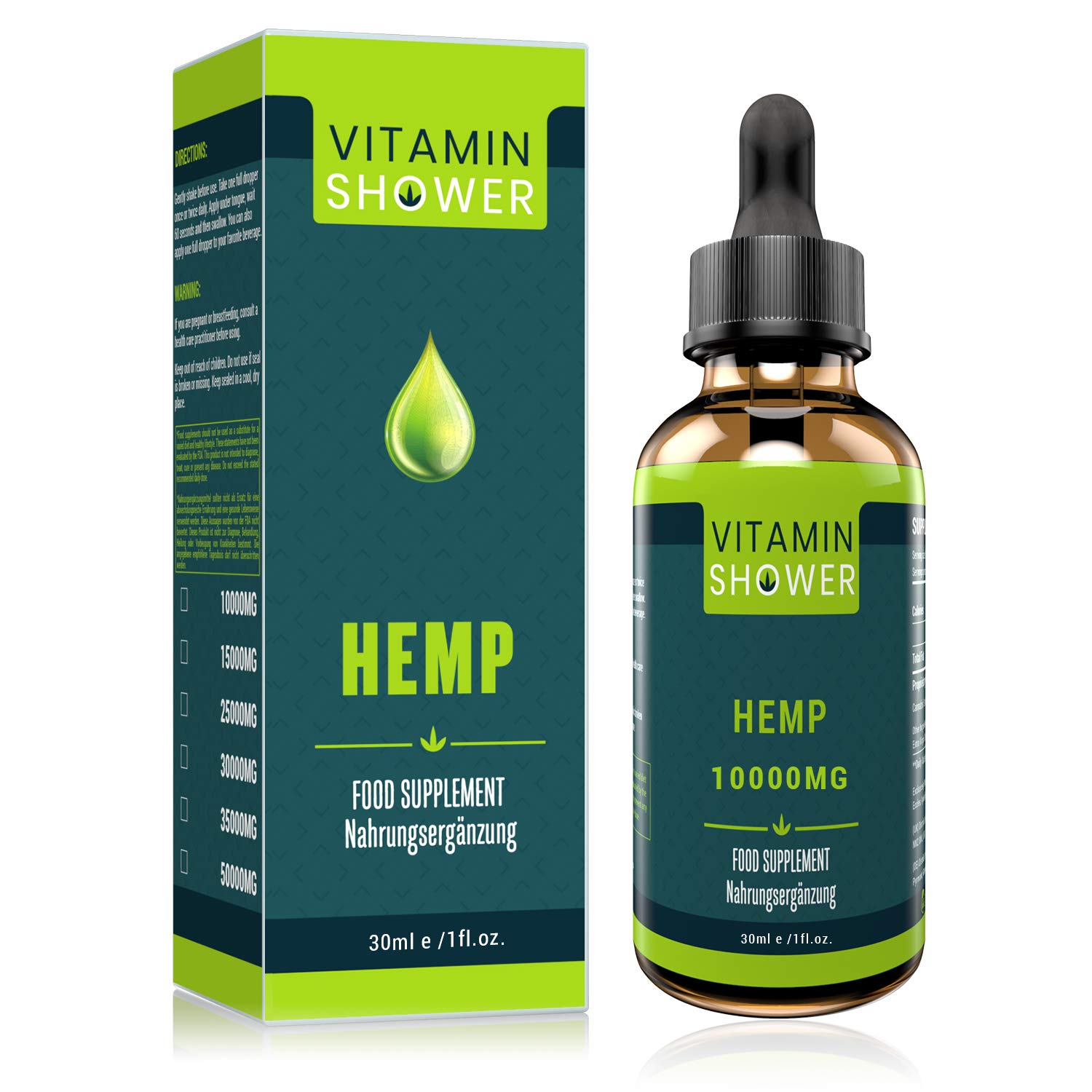 Hemp Seed Oil Drops with Powerful Formula | 30ML-10000MG | Natural Ingredients| Pure & Vegan|Omega 3 6 9