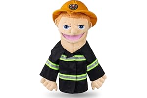 ZJOEY Role Play Hand Puppets Hand Plush Chef Doctor Fireman Pirate Detective Athlete Nurse Worker Hand Puppet Toys Puppets for Kids Storytelling Imaginative Pretend Play Teaching Preschool(Fireman)