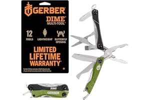 Gerber Gear Dime 12-in-1 Mini EDC Multitool - Needle Nose Pliers, Pocket Knife, Keychain, Bottle Opener - EDC Gear and Equipment - Green