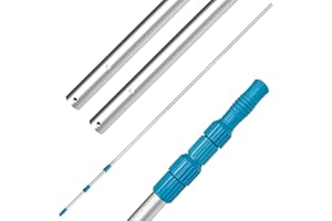 U.S. Pool Supply Telescoping Pole 15-Foot Aluminum Pool Pole Telescopic Cleaning, Adjustable 5 Piece Expandable Step-Up - Secure Locking Cams, Attach Connect Skimmer Net Rake Brush Vacuum Heads Hoses