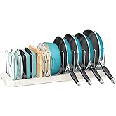 Pots and Pans Organizer for under Cabinet, Pan Pot Organizers inside Cabinet, Expandable Organizer with 12 Adjustable Dividers for Cookie Sheets, Cutting Boards, Pot Lids, Cookware - Frying Pan Rack